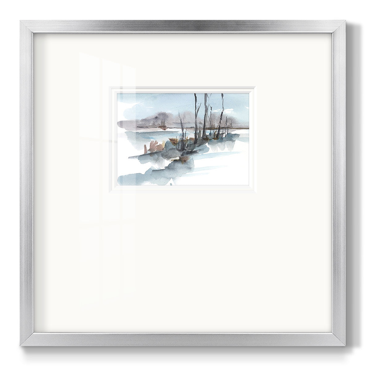 Winter Stream Watercolor I - Double Matboard Framed Print