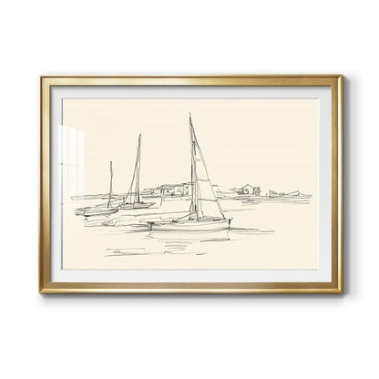 Coastal Contour Sketch I Premium Framed Print - Ready to Hang