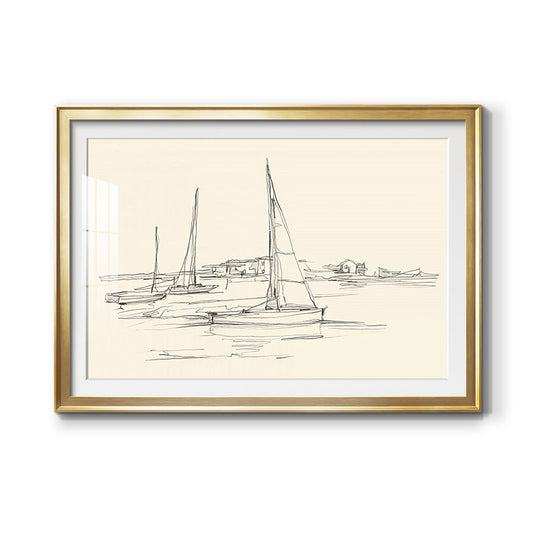 Coastal Contour Sketch I - Modern Framed Art Print