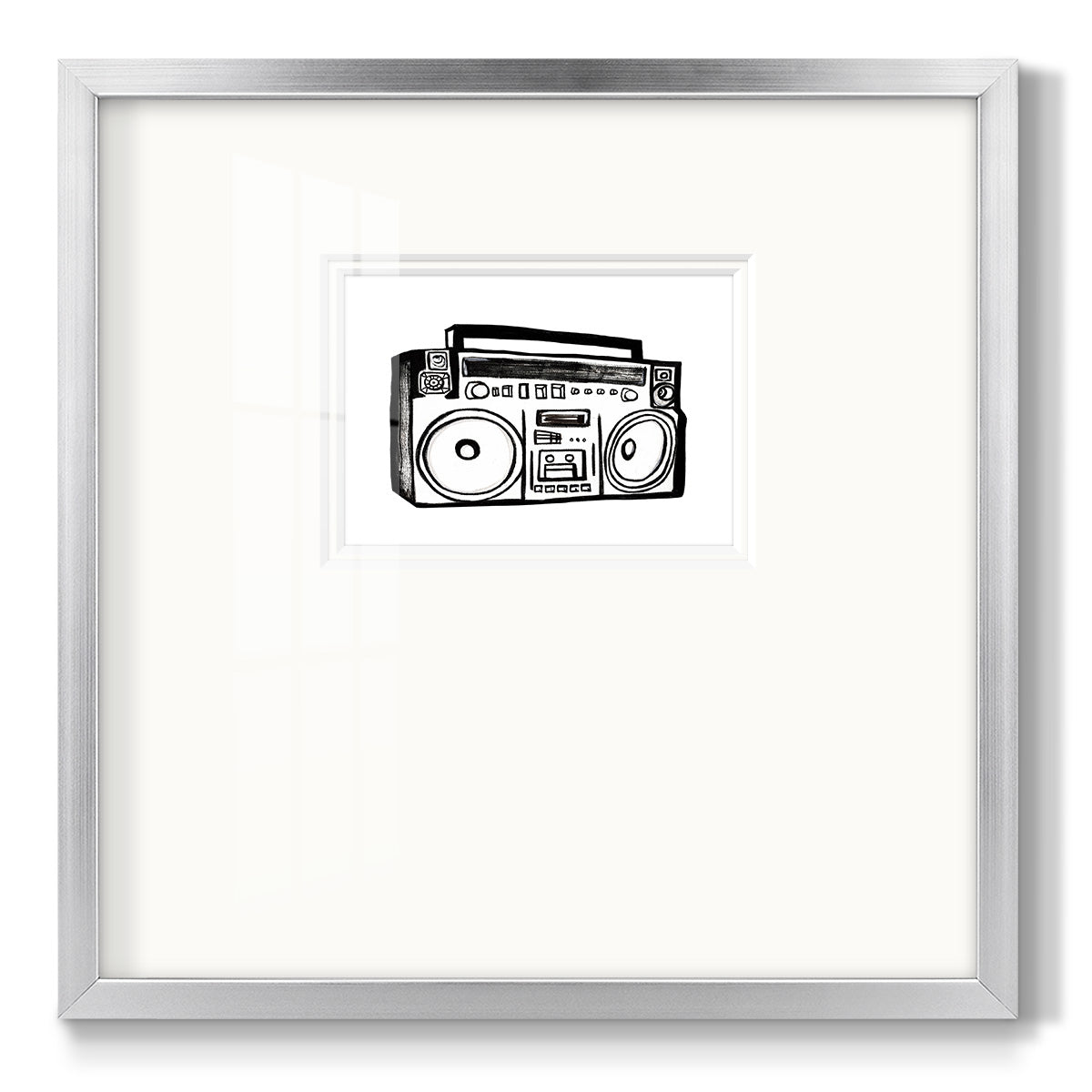 Boombox Sketch Premium Framed Print Double Matboard