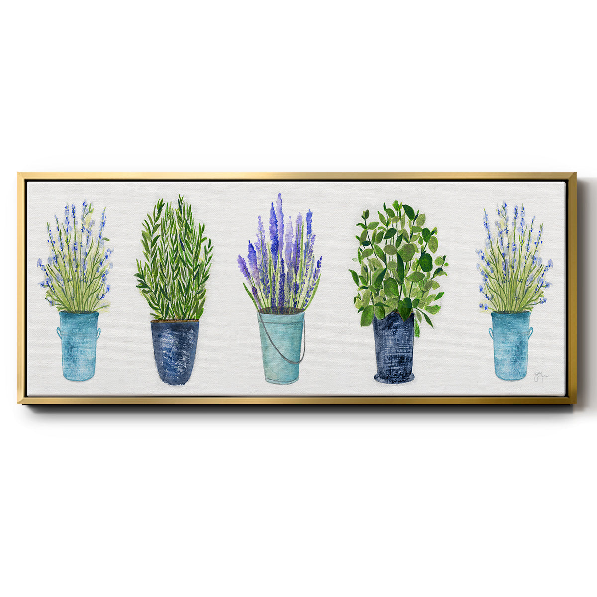 Herbs In A Row - Floater Framed Canvas Print