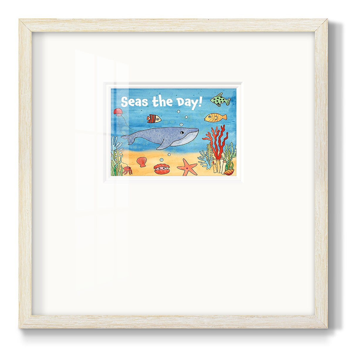 Cute Sea Creatures II Premium Framed Print Double Matboard