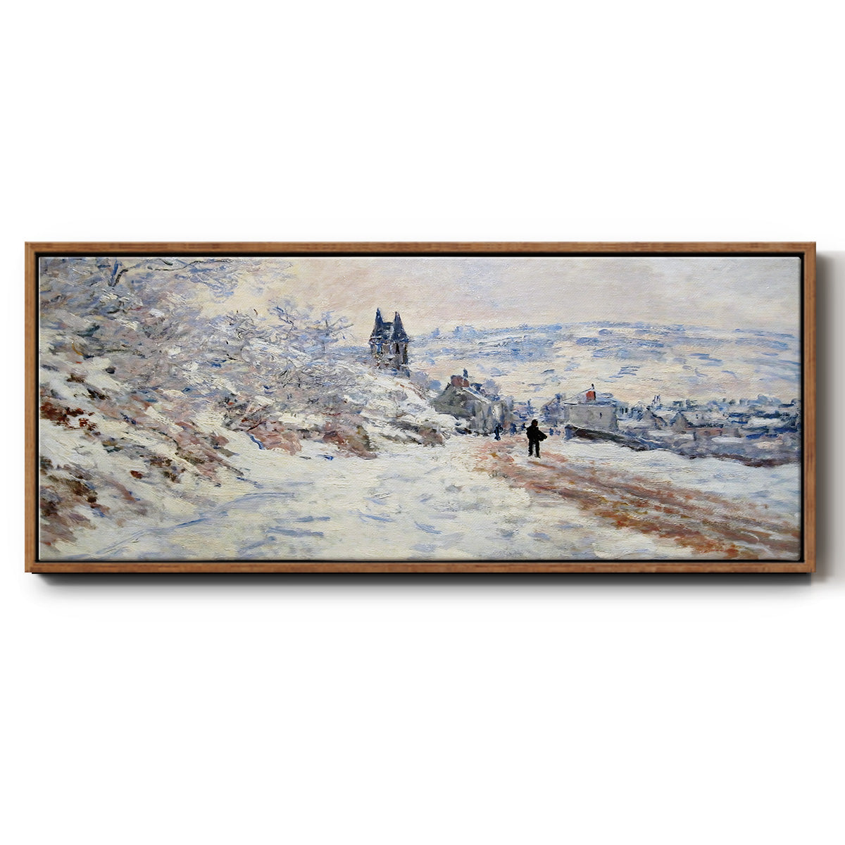 The Road to Vétheuil, Snow Effect, 1879 - Floater Framed Canvas Print