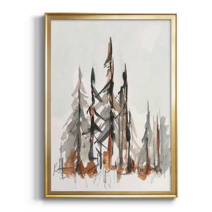 Rustic Evergreens II - Modern Framed Canvas Print