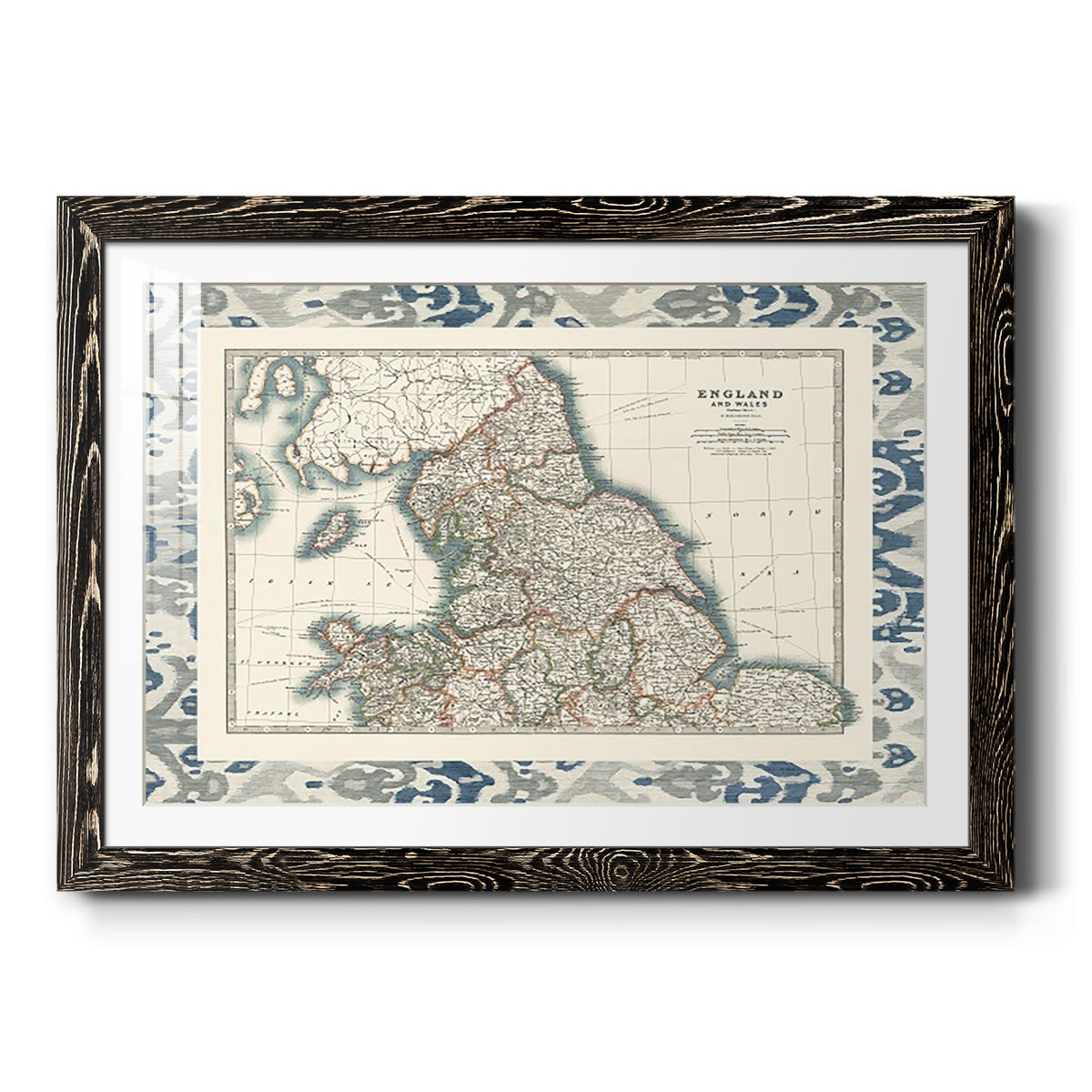 Bordered Map of England & Wales-Premium Framed Print - Ready to Hang