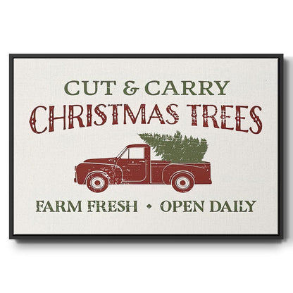 Christmas Farm Sign II - Framed Gallery Wrapped Canvas in Floating Frame