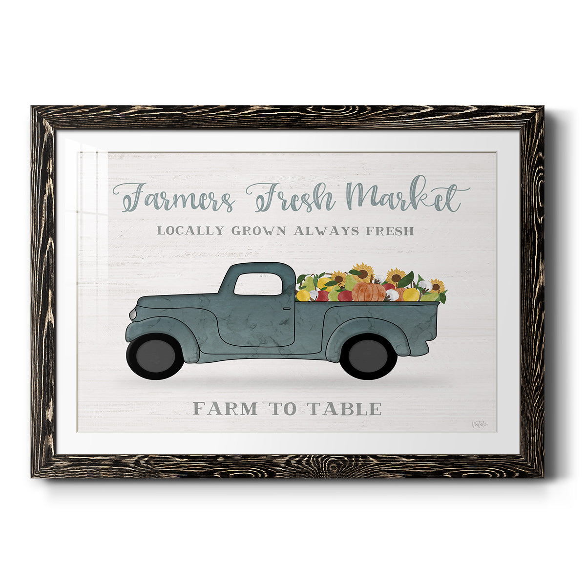 Fresh Sunflowers Truck - Barnwood Framed Art Print