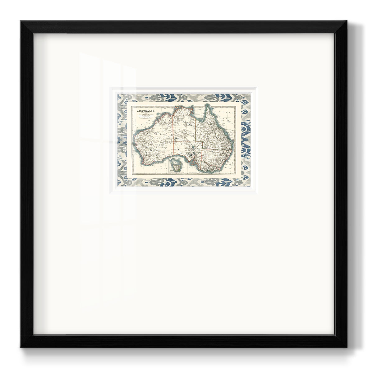 Bordered Map of Australia Premium Framed Print Double Matboard