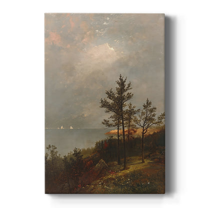 Canvas art print featuring a luminist seascape with dark clouds forming over calm water on a clean white background.