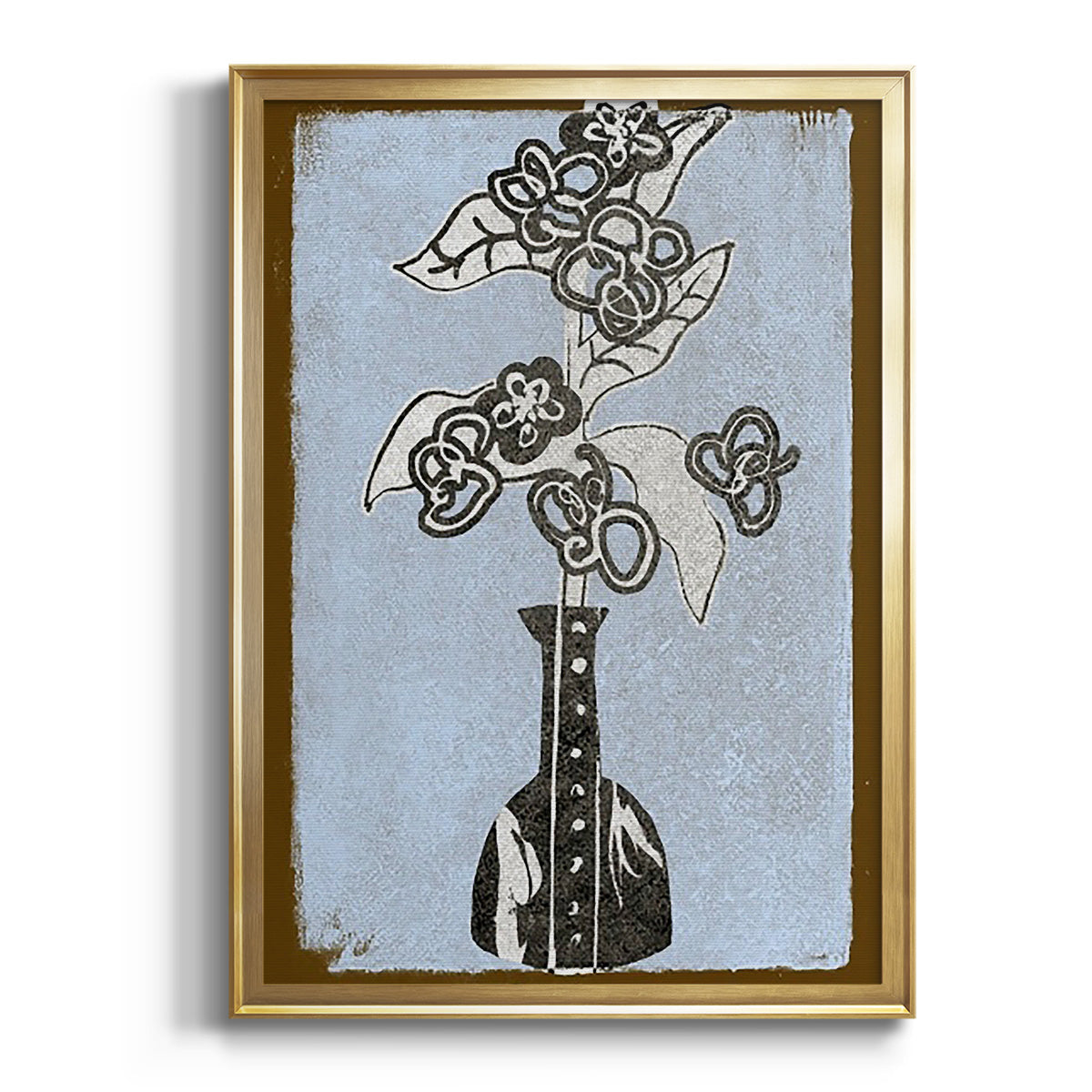 Graphic Flowers in Vase III - Modern Framed Canvas Print