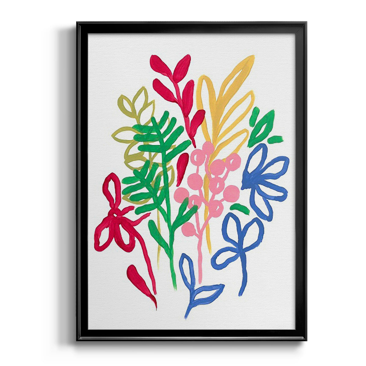 Bold Brushstroke Blooms II - Modern Framed Canvas Print