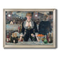 Iconic impressionist café bar scene by Édouard Manet printed on canvas in an ornate champagne frame.