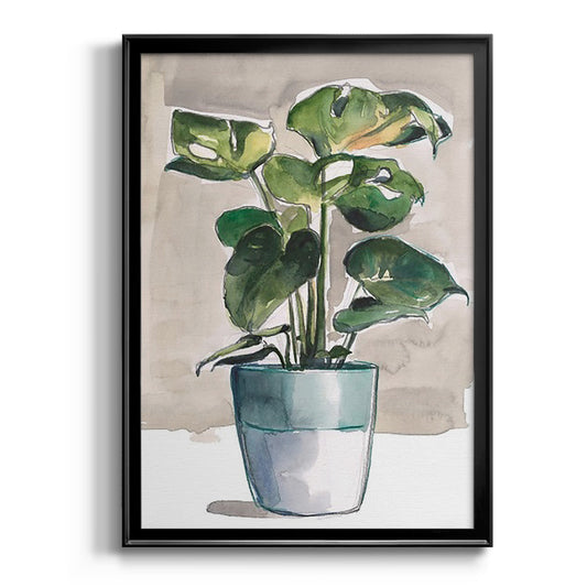 Potted Houseplant II - Modern Framed Canvas Print