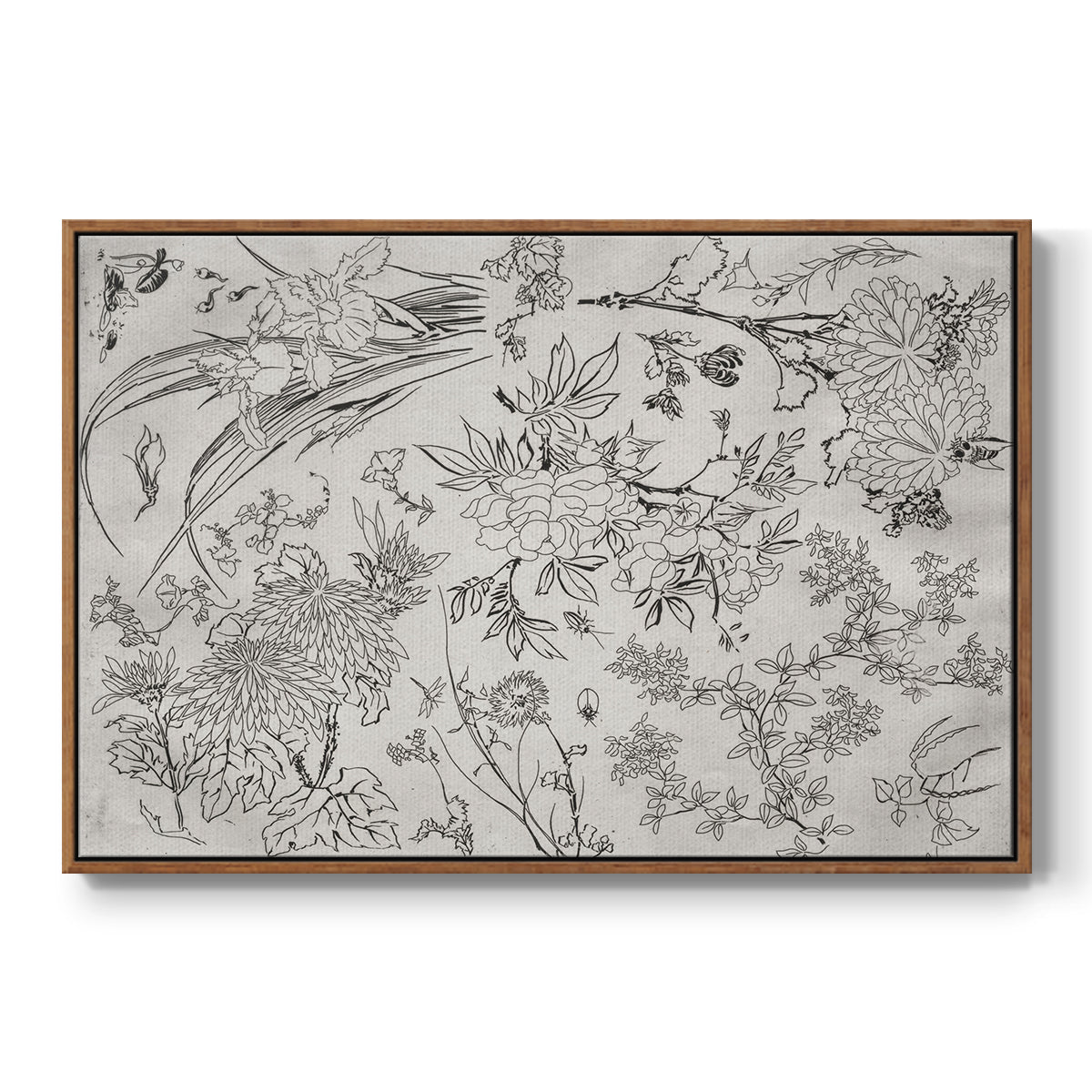 Vintage Abstract Print XVI - Floater Framed Canvas Print