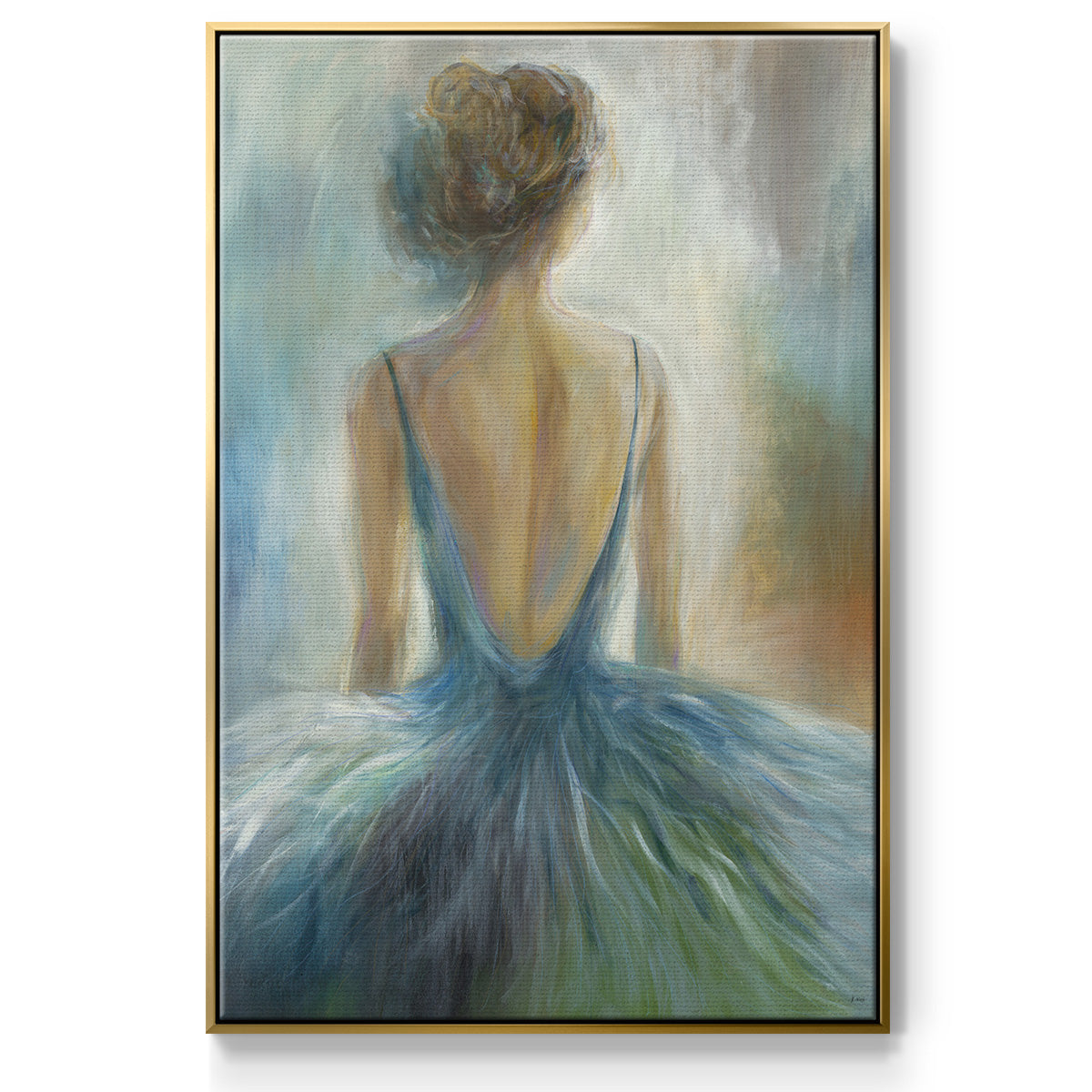 Lady in Blue Framed Premium Gallery Wrapped Canvas - Ready to Hang