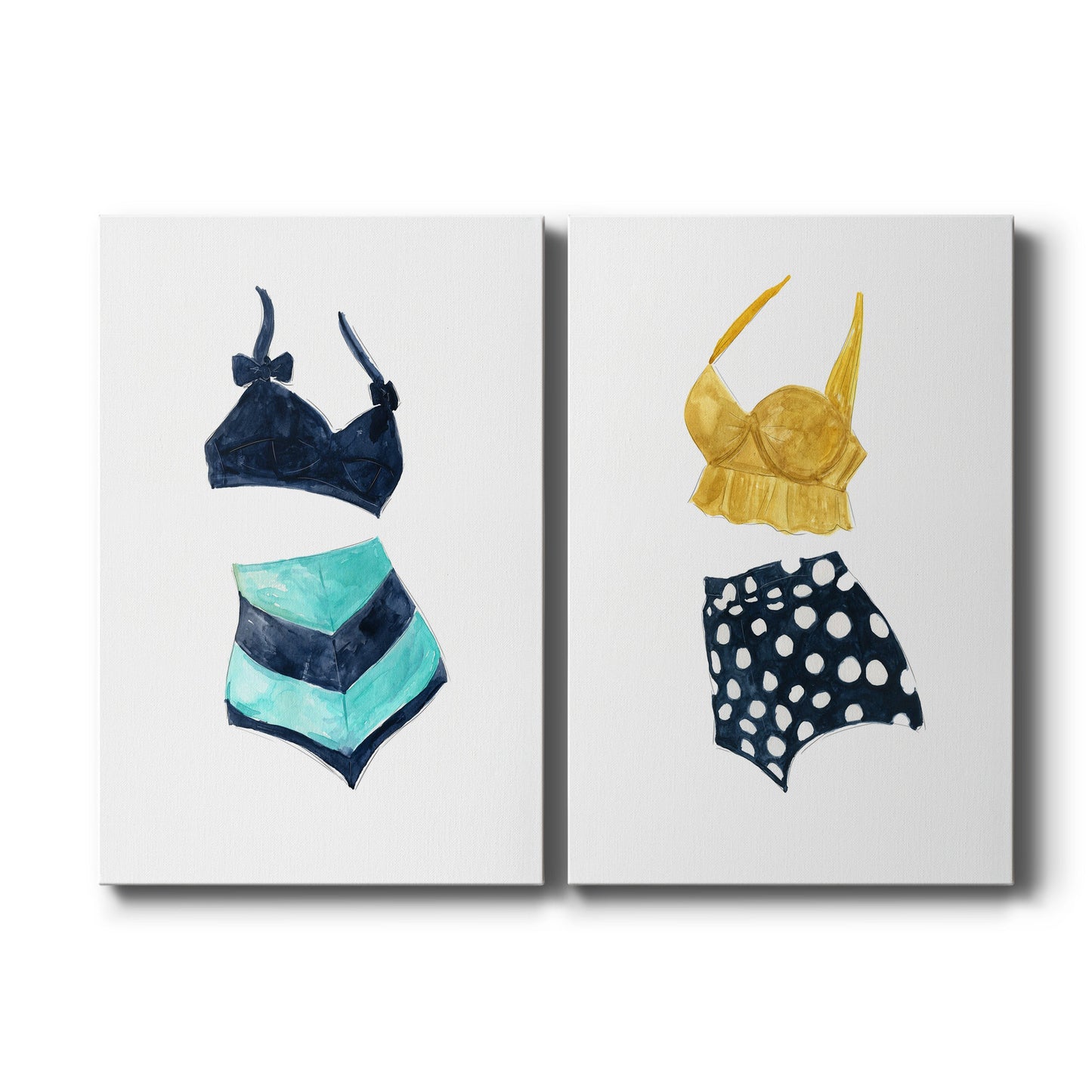 Vintage Swimwear III Premium Gallery Wrapped Canvas - Ready to Hang - Set of 2 - 8 x 12 Each