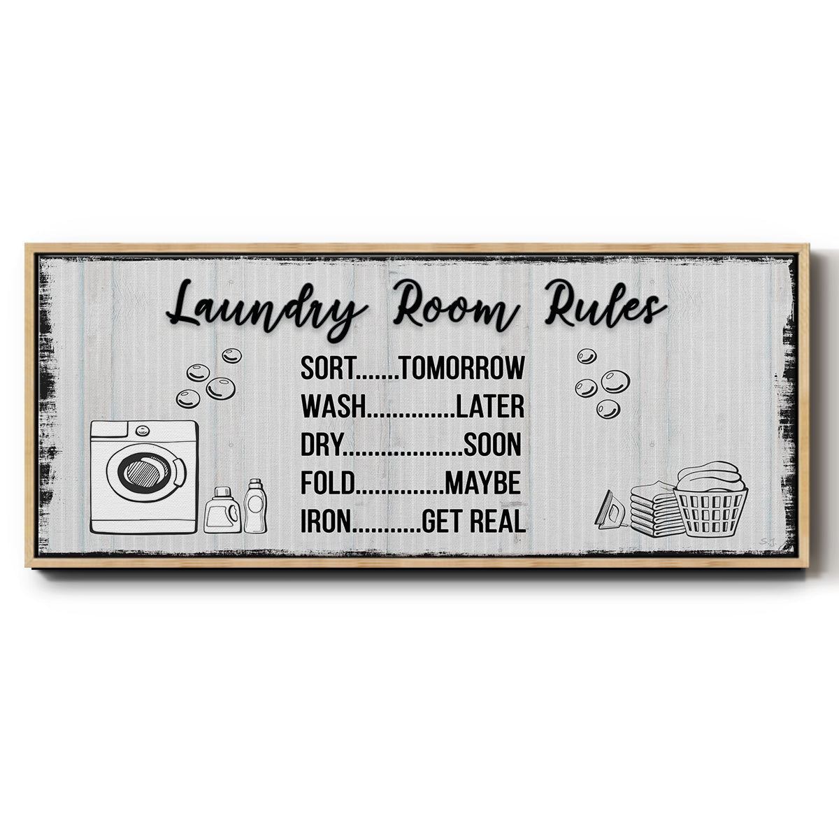 Laundry Room Rules - Floater Framed Canvas Print