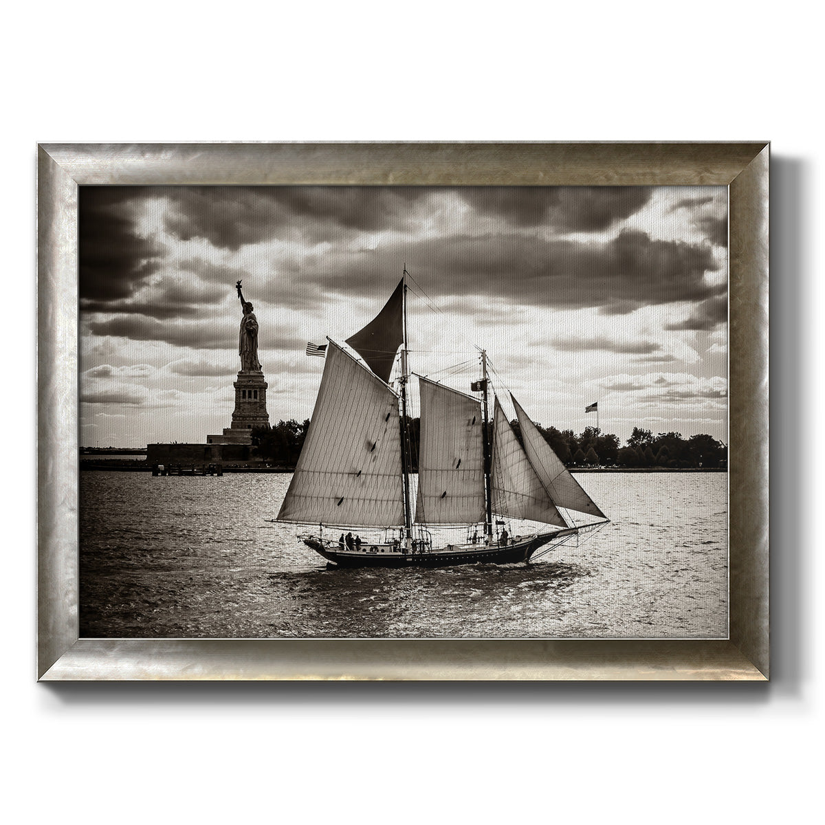 The Clipper & the Liberty Premium Framed Canvas- Ready to Hang