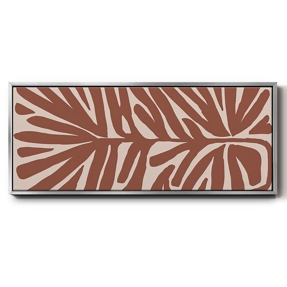 Terra Cotta Block Palms IV - Floater Framed Canvas Print