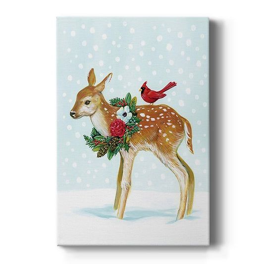 Winter Woodland Creatures with Cardinals II - Canvas Art Print