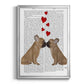 French Kiss and Hearts - Modern Framed Canvas Print