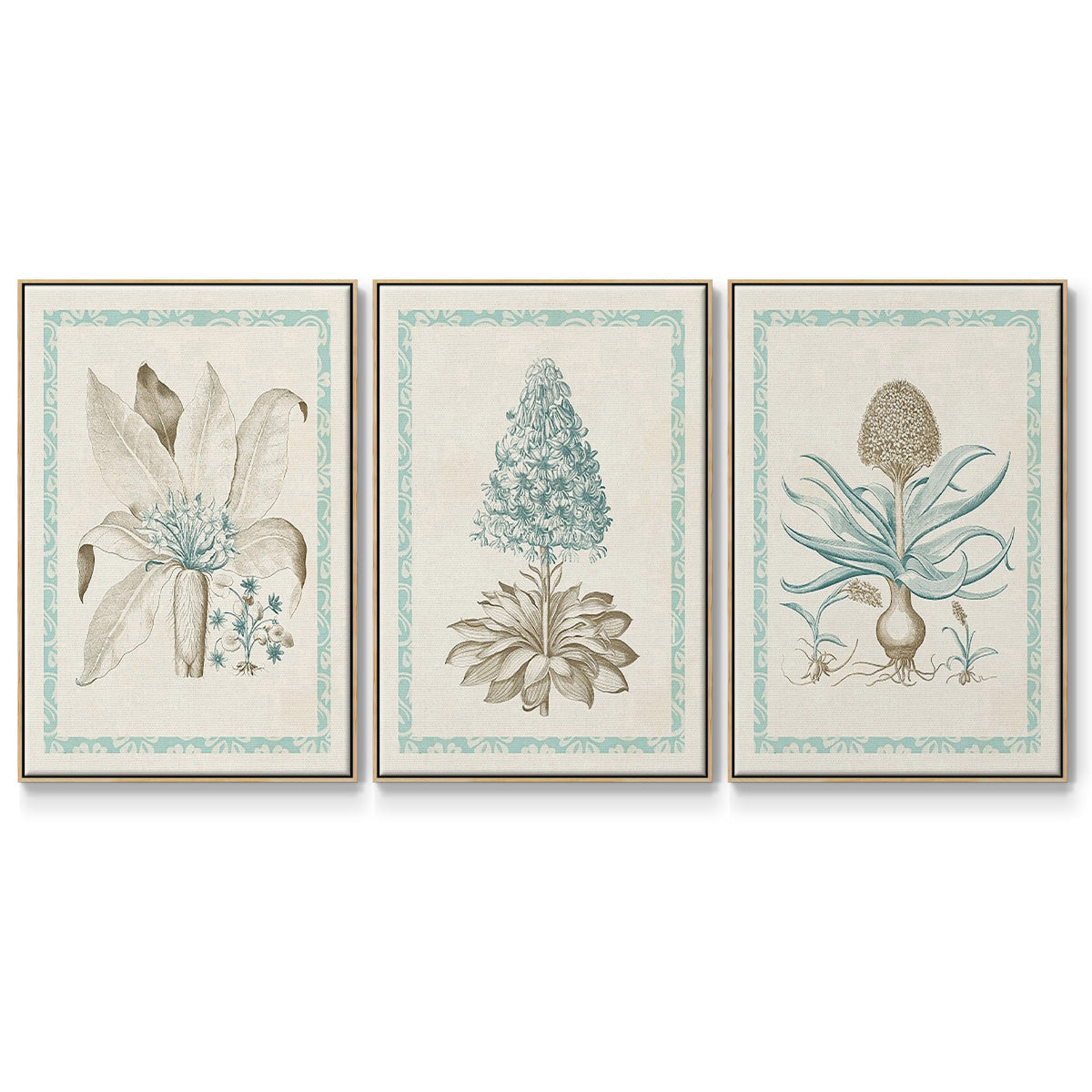 Willow Blue Besler IV - Framed Premium Gallery Wrapped Canvas L Frame 3 Piece Set - Ready to Hang