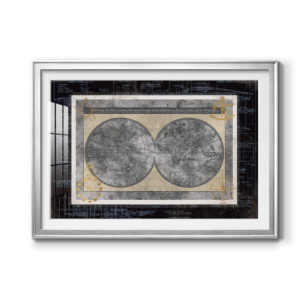 Night World Blueprint Premium Framed Print - Ready to Hang