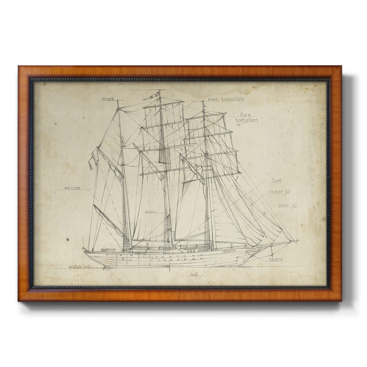 Sailboat Blueprint I Premium Framed Canvas- Ready to Hang