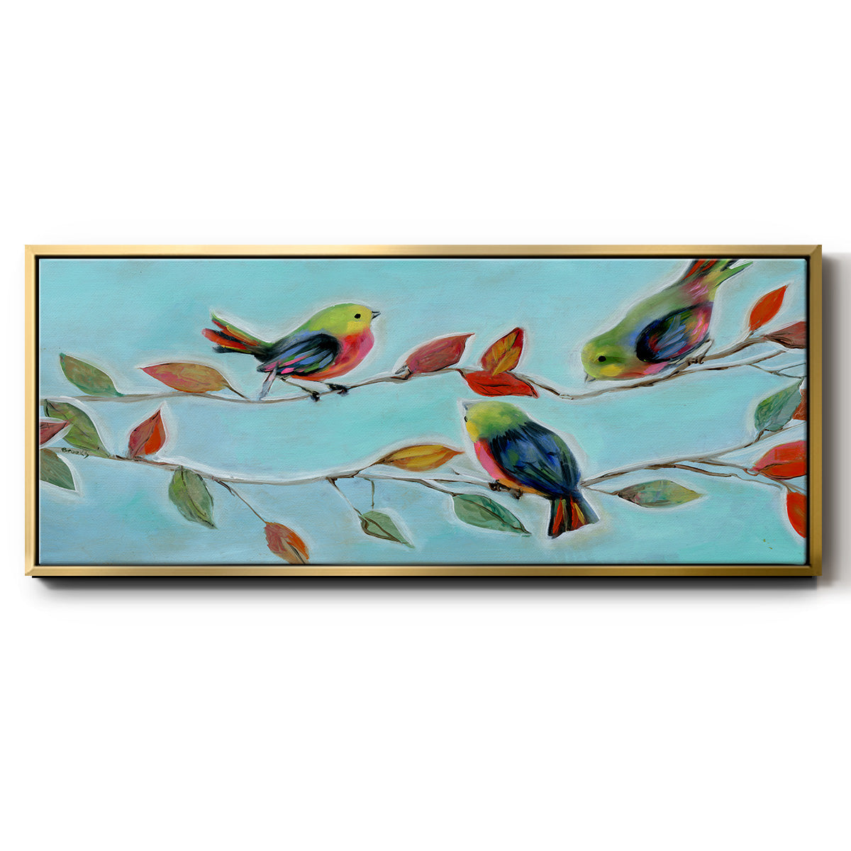 Bitty Birds II - Floater Framed Canvas Print