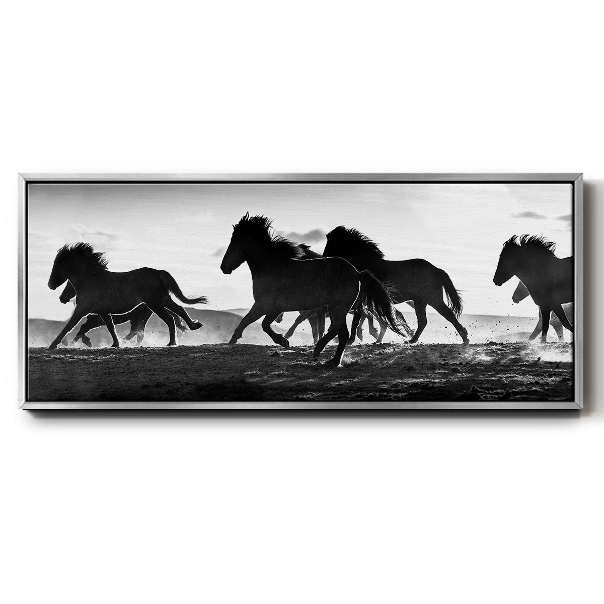 Icelandic Horses at Sunset - Floater Framed Canvas Print