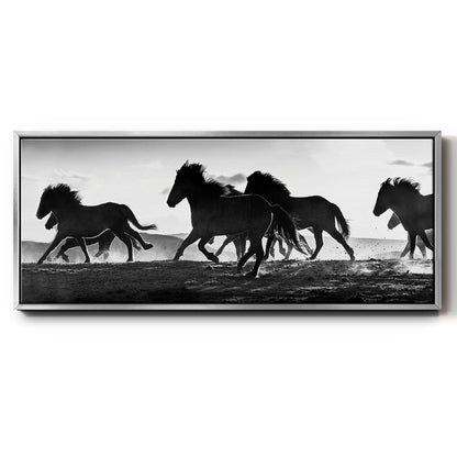 Icelandic Horses at Sunset - Floater Framed Canvas Print