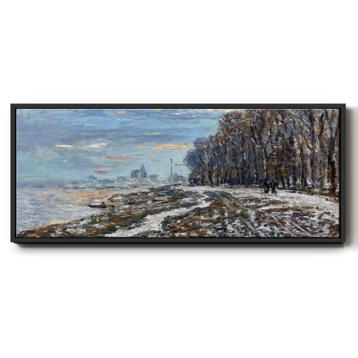 The Promenade at Argenteuil, Winter's Evening, 1875 - Floater Framed Canvas Print