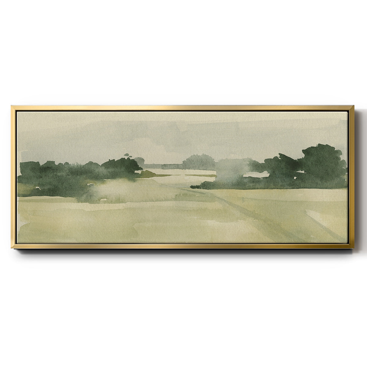 Watercolor Pasture I - Floater Framed Canvas Print