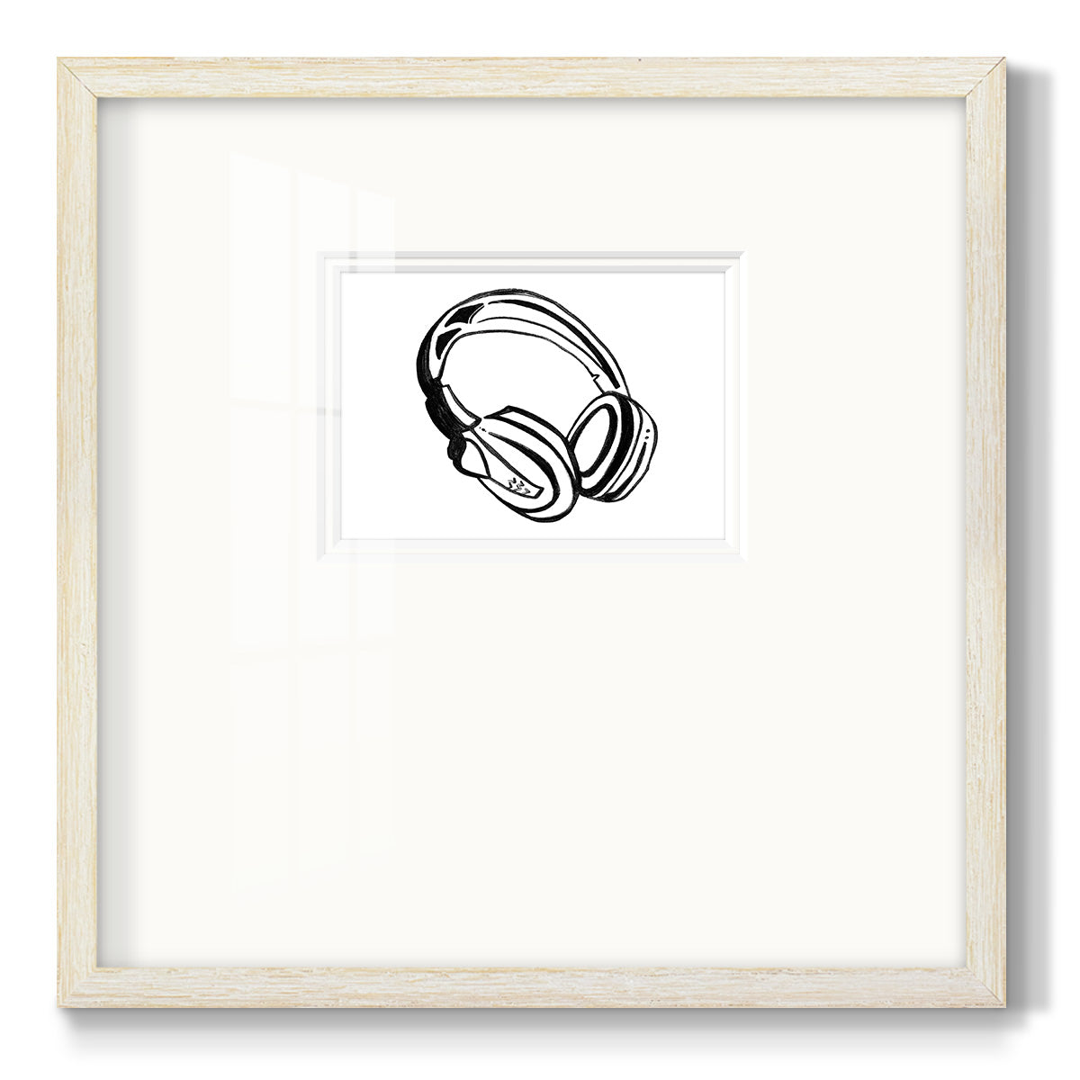 Headphones Sketch Premium Framed Print Double Matboard