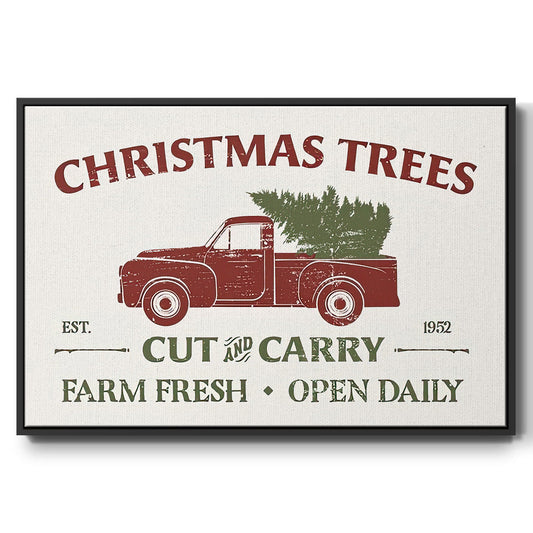 Christmas Farm Sign Collection A - Framed Gallery Wrapped Canvas in Floating Frame