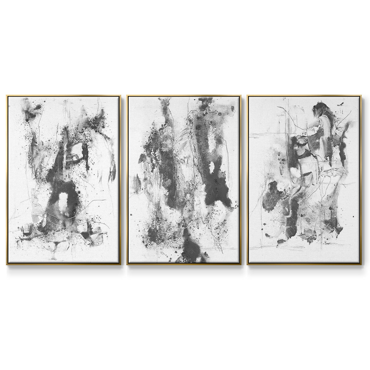 Graphite Abstract I - Floater Framed Canvas Set