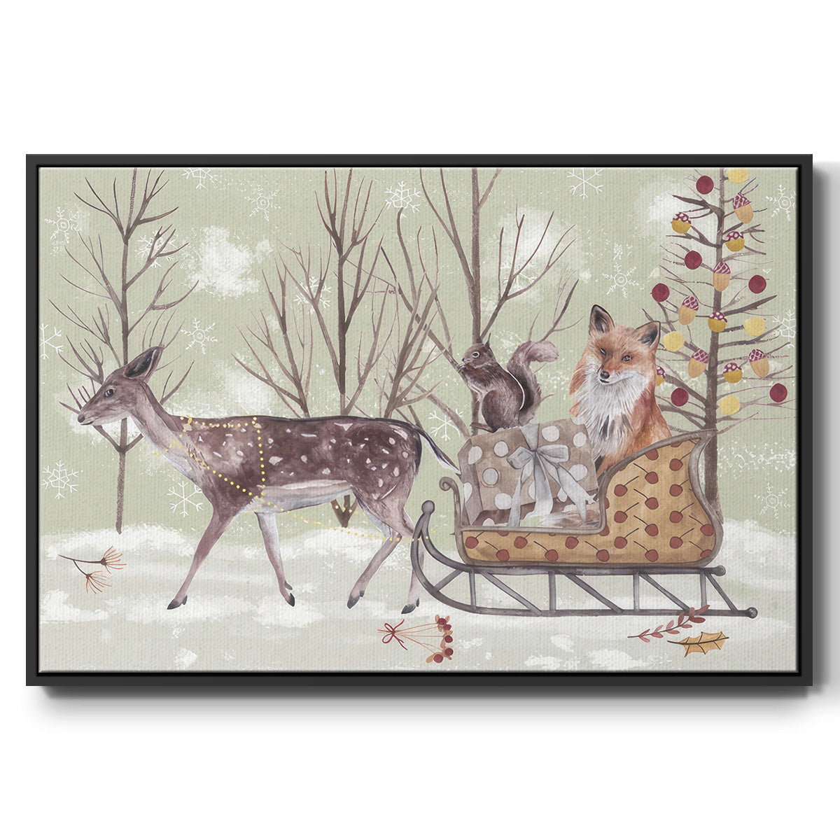 Christmas Time Collection A - Framed Gallery Wrapped Canvas in Floating Frame