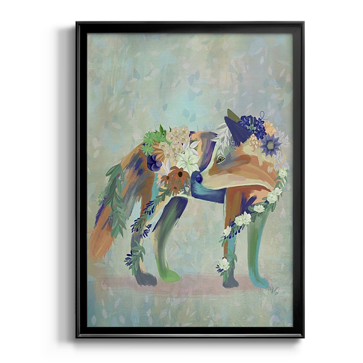 Fantastic Florals Fox, Standing - Modern Framed Canvas Print