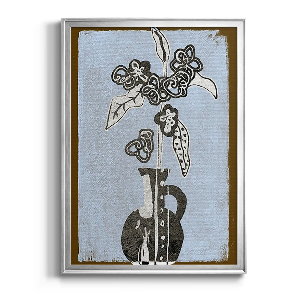 Graphic Flowers in Vase I - Modern Framed Canvas Print