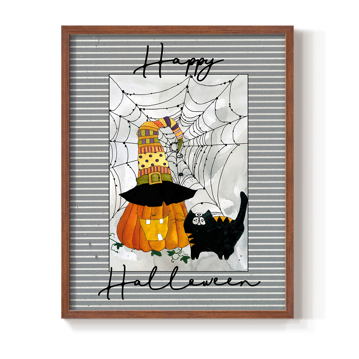 Happy Halloween Pumpkin - Restickable Framed Art Print