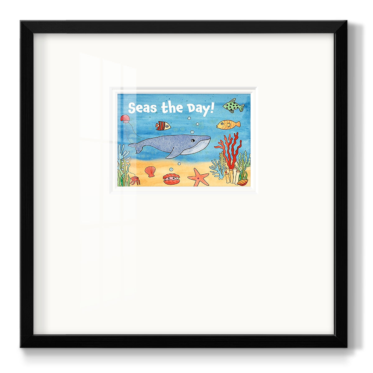 Cute Sea Creatures II Premium Framed Print Double Matboard