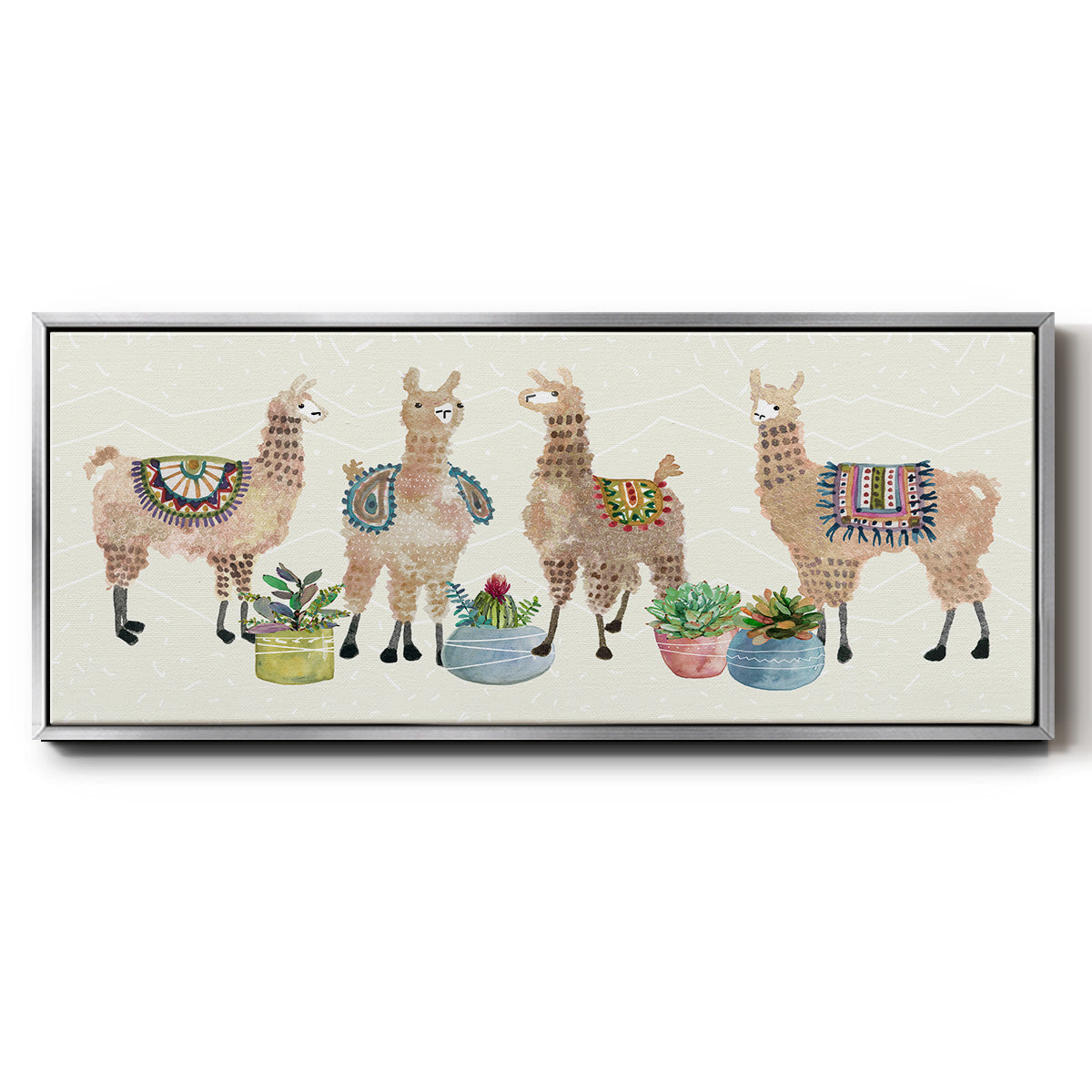 Llama Party - Floater Framed Canvas Print