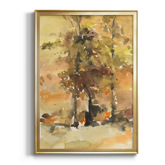 Fall Foliage Watercolor I - Modern Framed Canvas Print