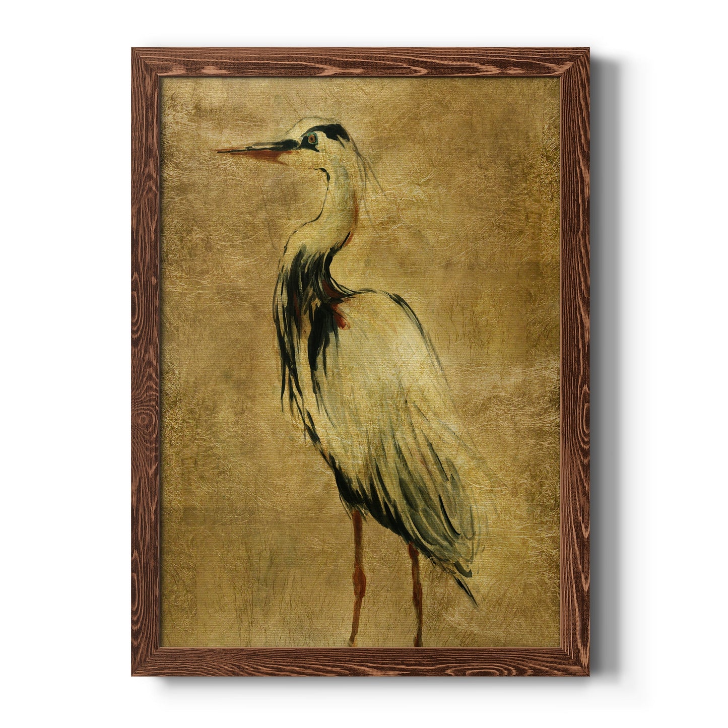 Gold Crane at Dusk II - Barnwood Framed Canvas Print