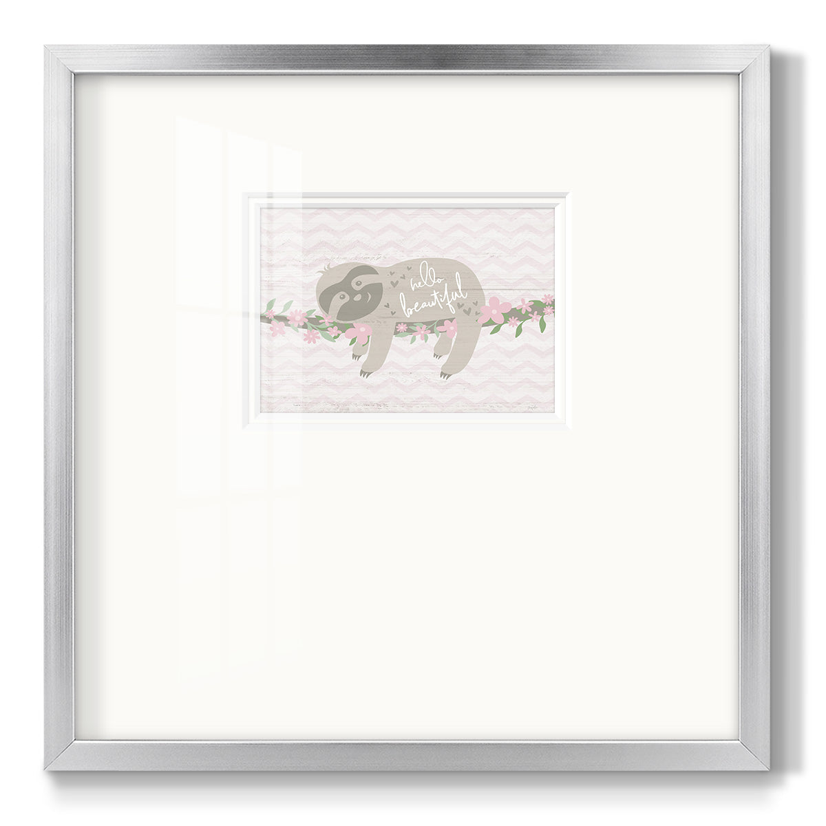 Floral Sloth - Double Matboard Framed Print