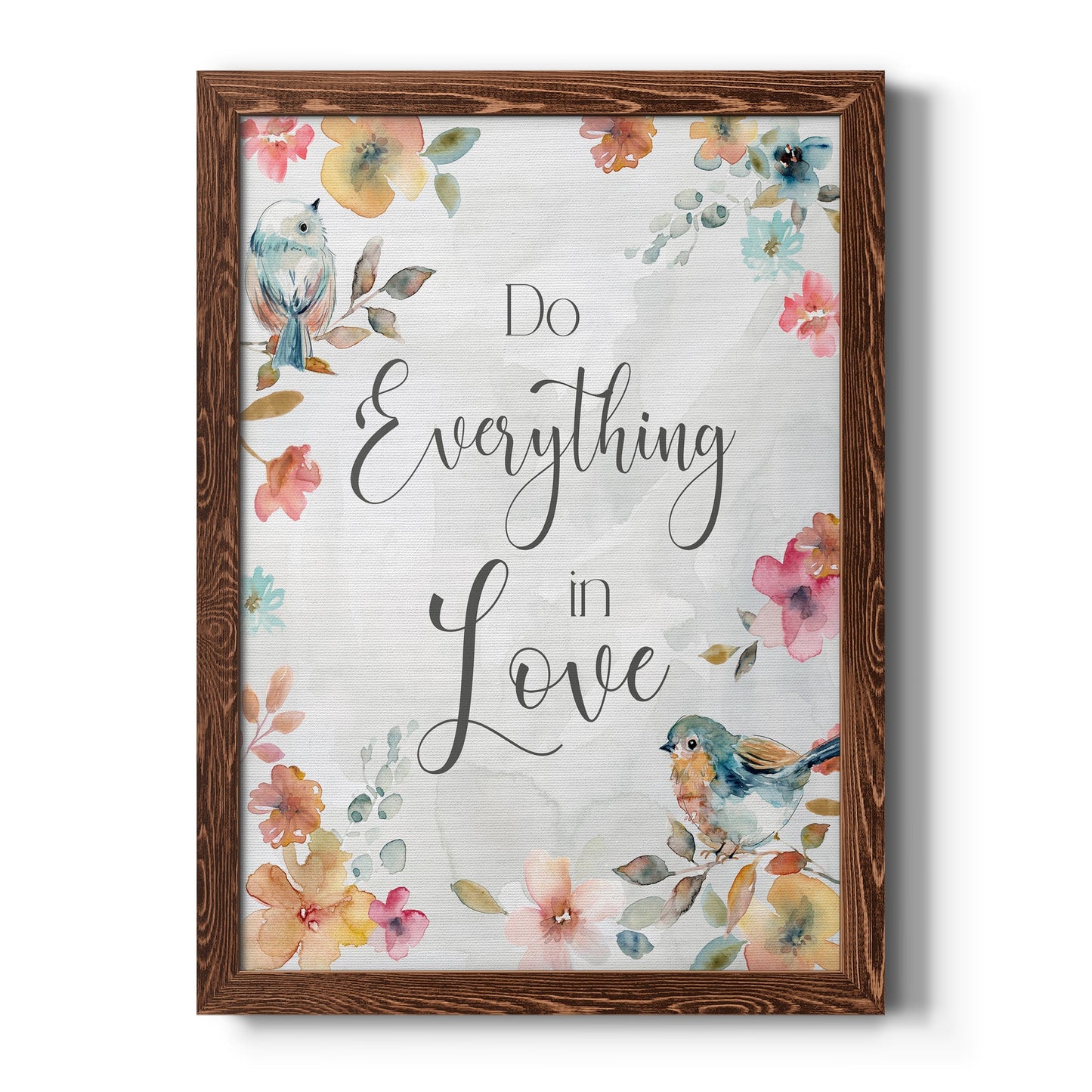Spring Bird Love - Barnwood Framed Canvas Print