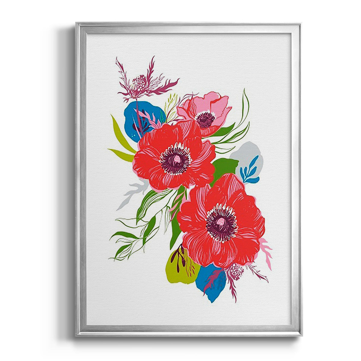 Brilliant Poppies II - Modern Framed Canvas Print