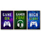 It's Game On I - Framed Premium Gallery Wrapped Canvas L Frame 3 Piece Set - Ready to Hang