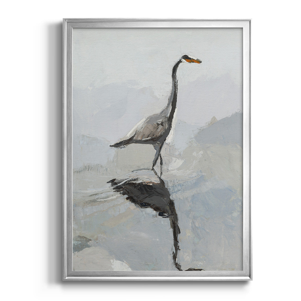 Heron - Modern Framed Canvas Print