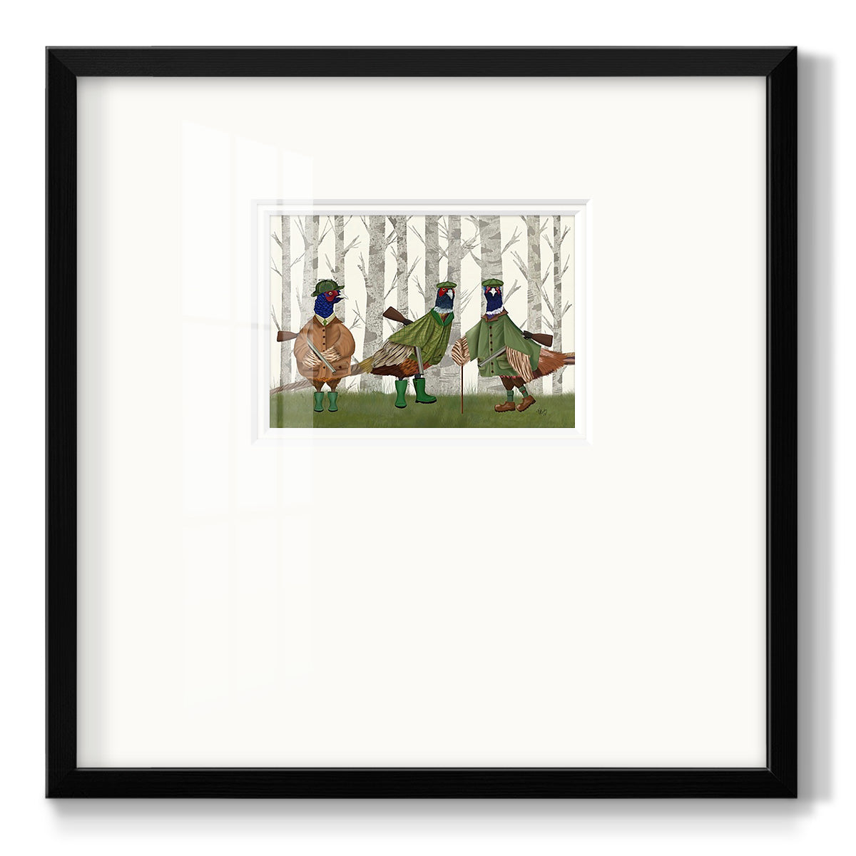 Pheasant Shooting Party Group 2 Premium Framed Print Double Matboard